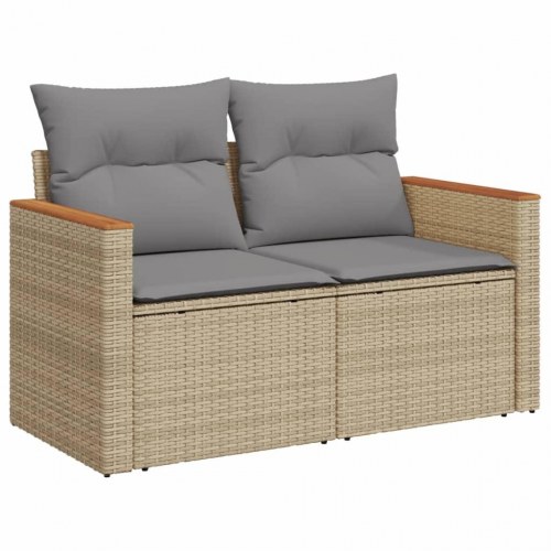 2-personers havesofa med opbevaring og hynder - beige