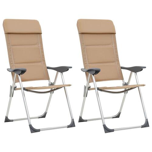 Campingstole 2 stk. aluminium 58 x 69 x 111 cm cremefarvet