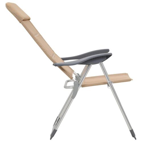 Campingstole 2 stk. aluminium 58 x 69 x 111 cm cremefarvet