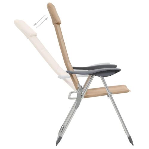 Campingstole 2 stk. aluminium 58 x 69 x 111 cm cremefarvet