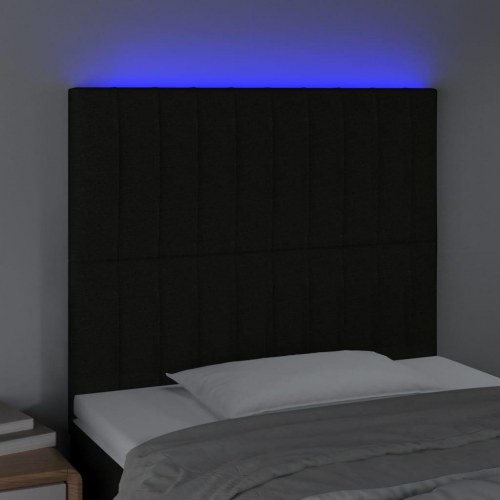 Sengegavl med LED-lys 90 x 5 x 118/128 cm - sort