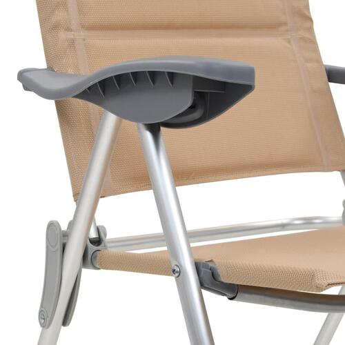 Campingstole 2 stk. aluminium 58 x 69 x 111 cm cremefarvet