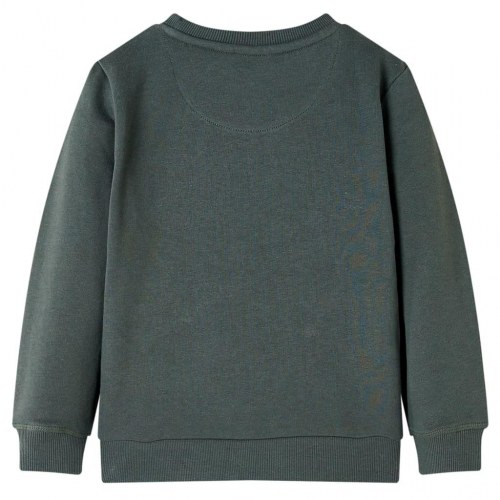 Sweatshirt til børn str. 116 - mørk kakifarve med abeprint