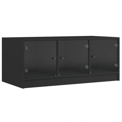 Sofabord med glaslåger 102 x 50 x 42 cm - sort