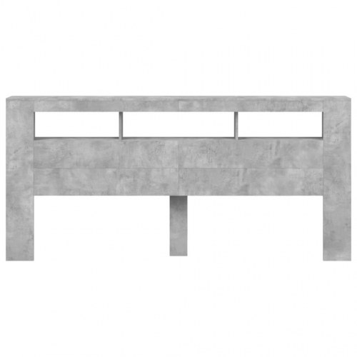 Sengegavl med LED-lys 220 × 18,5 × 103,5 cm - konstrueret træ, betongrå