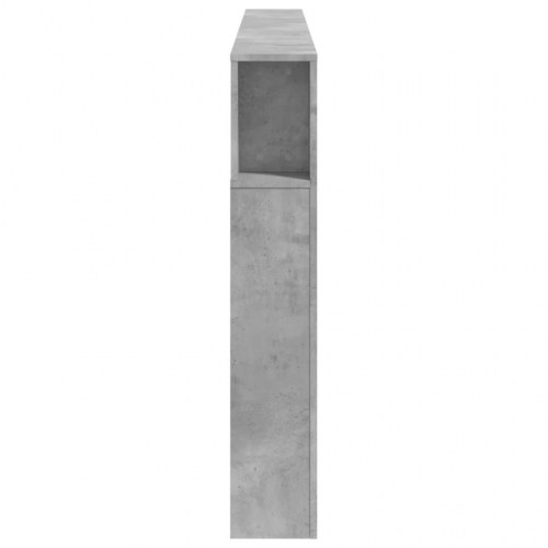 Sengegavl med LED-lys 220 × 18,5 × 103,5 cm - konstrueret træ, betongrå