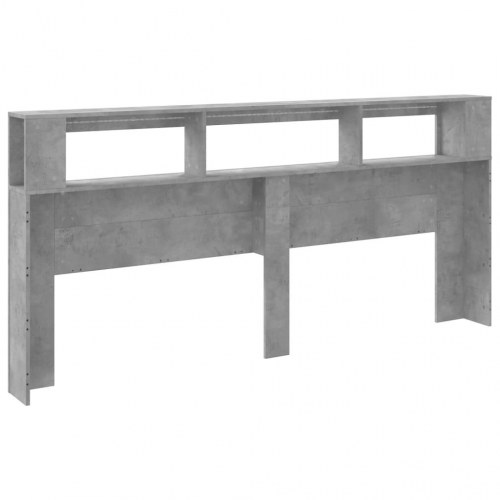 Sengegavl med LED-lys 220 × 18,5 × 103,5 cm - konstrueret træ, betongrå