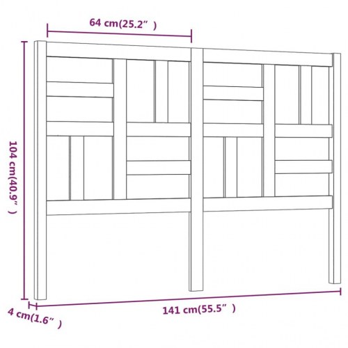 Sengegavl 141×4×104 cm i massivt fyrretræ - lameldesign