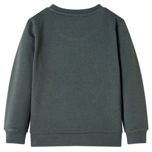 Sweatshirt til børn str. 140 - mørk kakifarve med abeprint