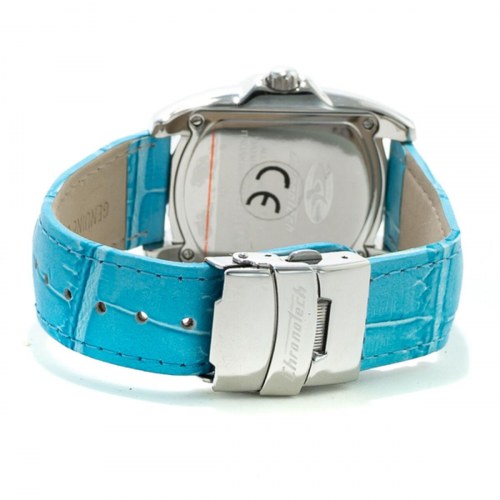 Chronotech dameur CT7274L-04 - blå læderrem, Ø 33 mm