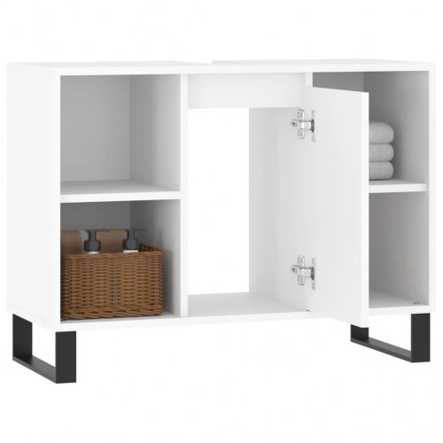 Badeværelsesskab 80x33x60 cm konstrueret træ hvid