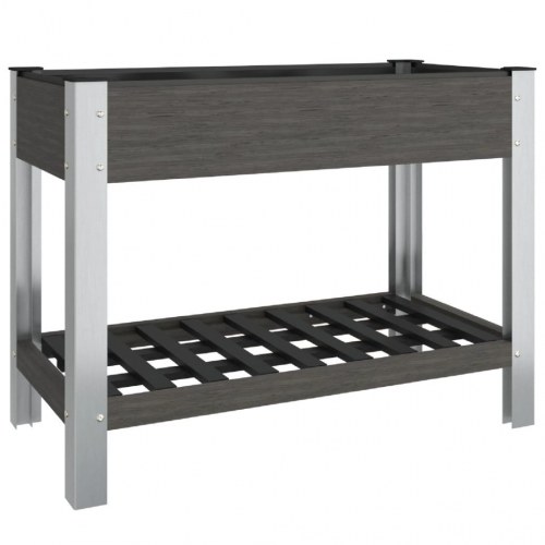 Højbed med hylde 100x50x75 cm WPC grå