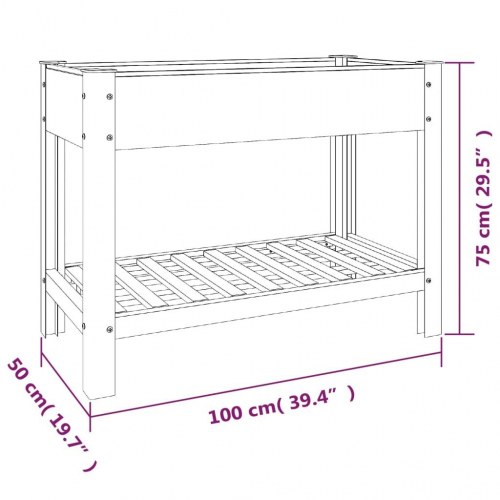Højbed med hylde 100x50x75 cm WPC grå