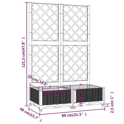 Plantekasse med espalier 80x40x121,5 cm PP brun
