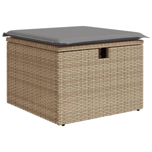 Haveskammel med hynde og opbevaring 55 x 55 x 37 cm - beige