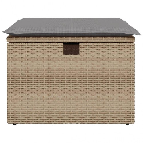 Haveskammel med hynde og opbevaring 55 x 55 x 37 cm - beige