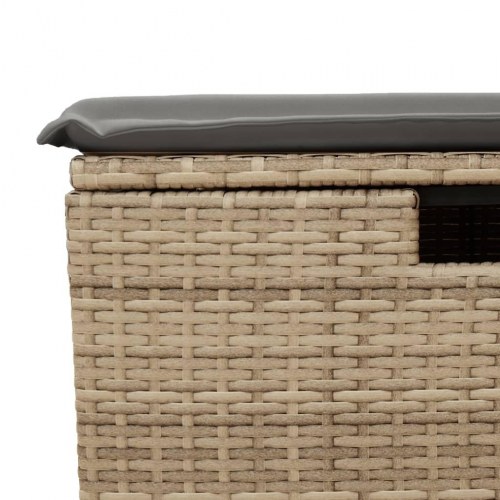 Haveskammel med hynde og opbevaring 55 x 55 x 37 cm - beige