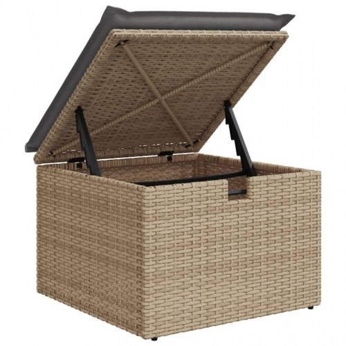 Haveskammel med hynde og opbevaring 55 x 55 x 37 cm - beige