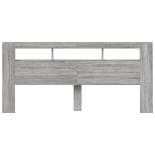 Sengegavl med LED-lys og hylder - 220 × 18,5 × 103,5 cm, grå sonoma