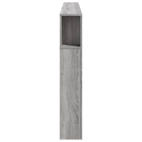 Sengegavl med LED-lys og hylder - 220 × 18,5 × 103,5 cm, grå sonoma