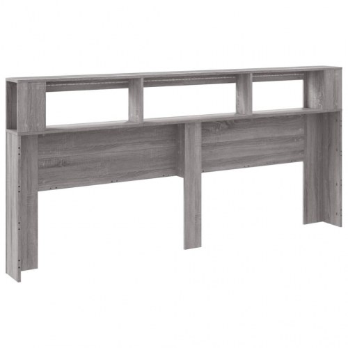 Sengegavl med LED-lys og hylder - 220 × 18,5 × 103,5 cm, grå sonoma