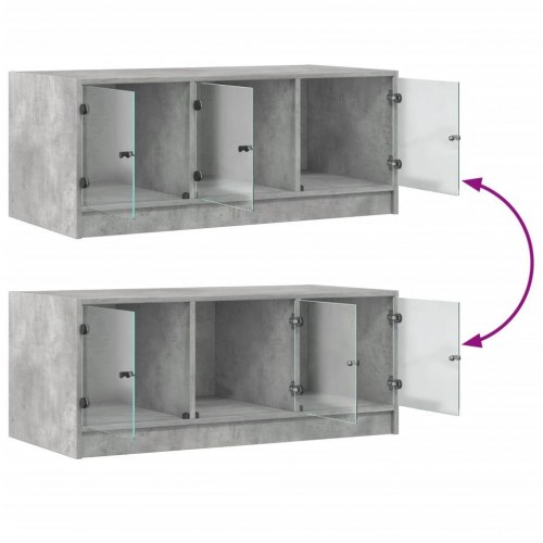 Sofabord med glaslåger 102 x 50 x 42 cm - betongrå