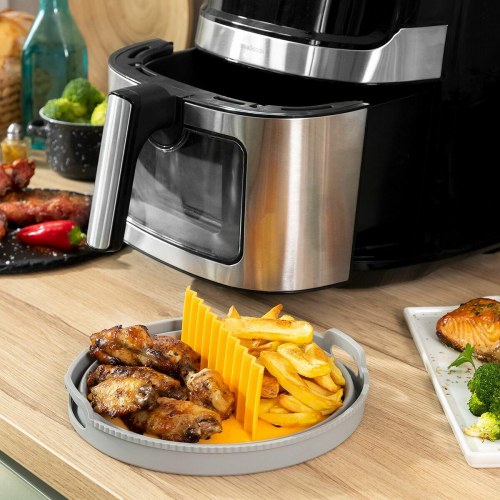 Airfryer silikonekurv sammenklappelig - Fliynner, Ø21,5 cm