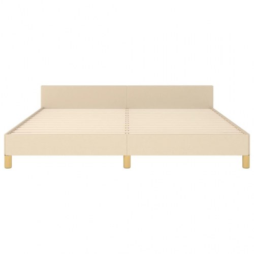 Sengeramme med sengegavl 180x200 cm - stof, cremefarvet