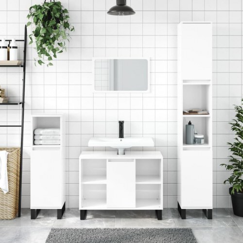 Badeværelsesskab 80×33×60 cm - hvid højglans, konstrueret træ