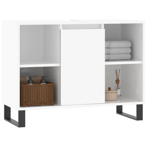 Badeværelsesskab 80×33×60 cm - hvid højglans, konstrueret træ