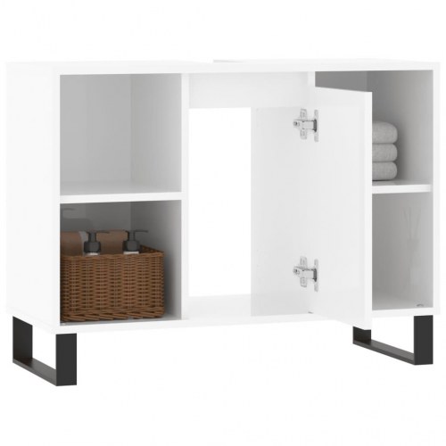 Badeværelsesskab 80×33×60 cm - hvid højglans, konstrueret træ