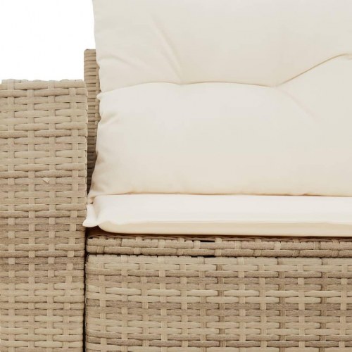 2-personers havesofa med hynder i polyrattan - beige, opbevaring og sidebord