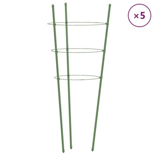Plantestativ med 3 ringe 5 stk. 75 cm stål grøn