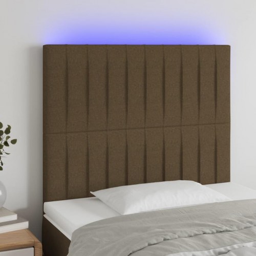 Sengegavl med LED-lys 100 x 5 x 118/128 cm - mørkebrun
