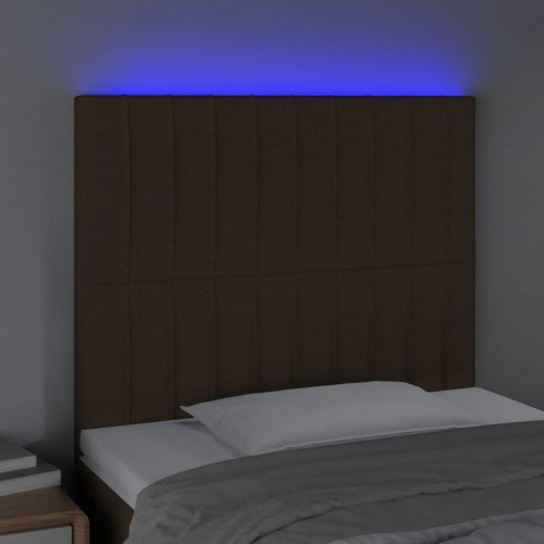 Sengegavl med LED-lys 100 x 5 x 118/128 cm - mørkebrun