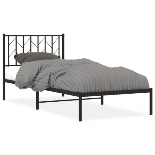 Sengeramme med gavl 90×190 cm - metal, sort