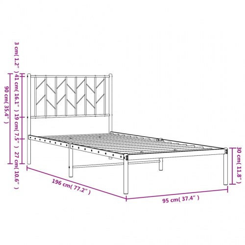 Sengeramme med gavl 90×190 cm - metal, sort