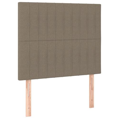 Sengegavl med LED-lys 100x5x118/128 cm stof gråbrun