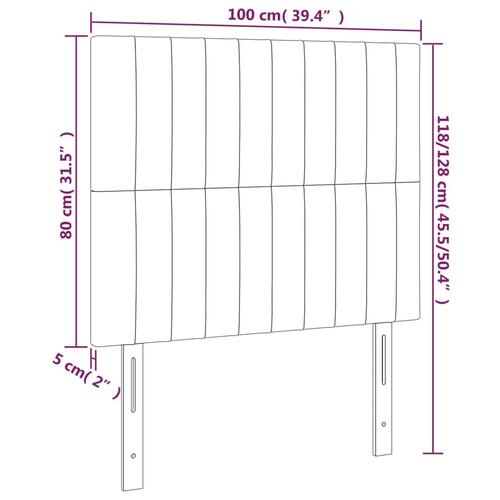 Sengegavl med LED-lys 100x5x118/128 cm stof gråbrun