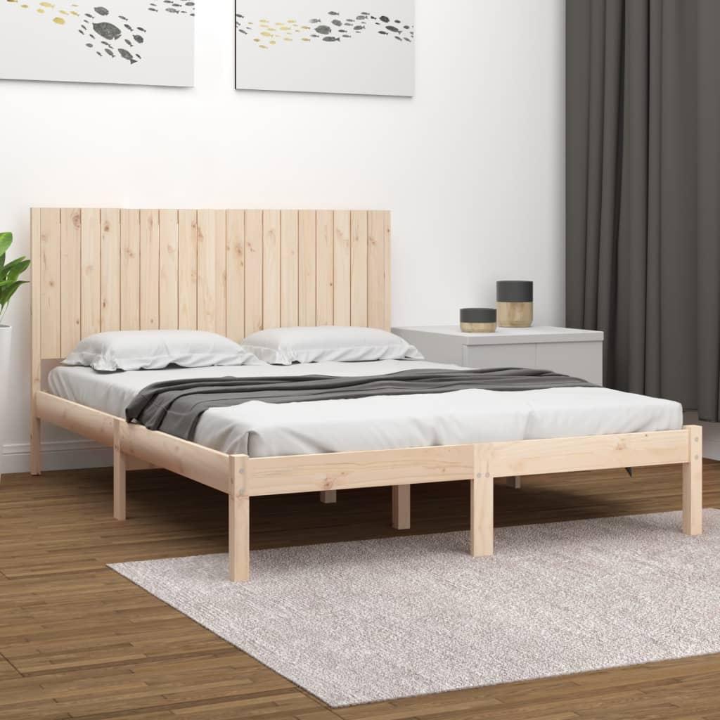 Sengeramme 180 x 200 cm i massivt fyrretræ - med sengegærde