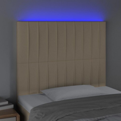 Sengegavl med LED-lys 100 x 5 x 118/128 cm - cremefarvet