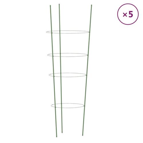 Plantestativ med 4 ringe 5 stk. 90 cm stål grøn