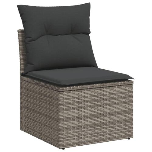 Havestol med hynder uden armlæn polyrattan grå