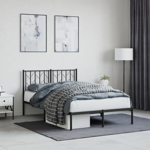 Sengeramme med sengegavl 120x190 cm metal sort