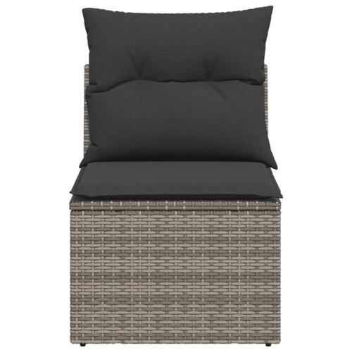 Havestol med hynder uden armlæn polyrattan grå