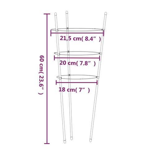 Plantestativ med 3 ringe 5 stk. 60 cm stål grøn