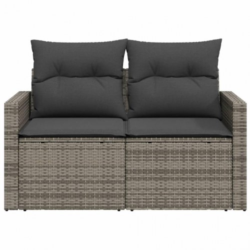 2-personers havesofa i polyrattan med hynder - grå