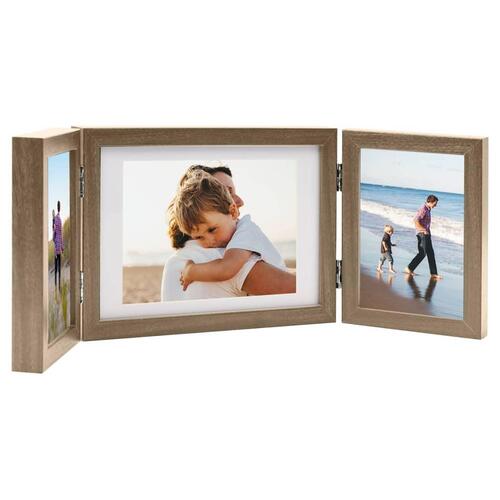 Folderamme til 3 billeder 22x15 cm + 2x(10x15 cm) lysebrun