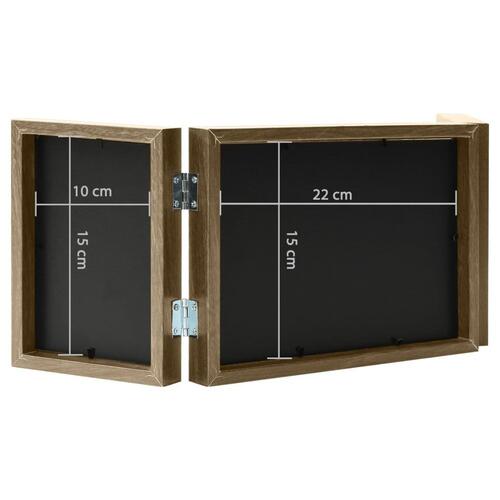 Folderamme til 3 billeder 22x15 cm + 2x(10x15 cm) lysebrun