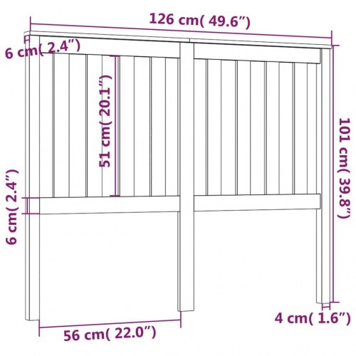 Sengegærde 126x6x101 cm massivt fyrretræ